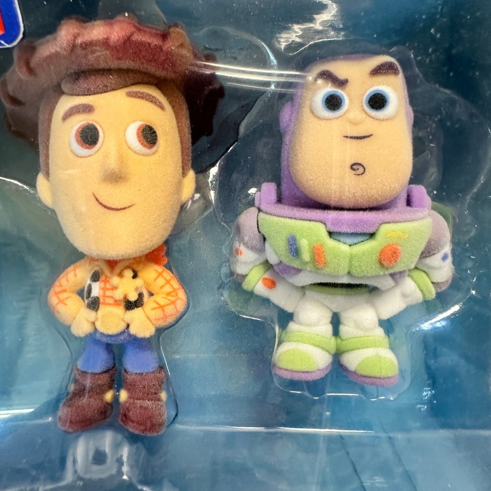 Disney Toy Story Woody Buzz Lightyear Flocked Figures 2pc Set Kids New